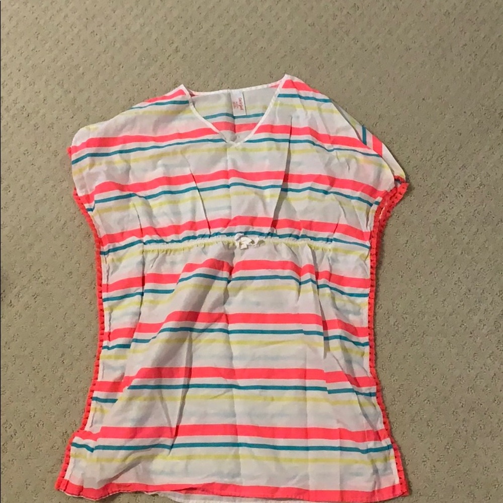 girls white striped swim cover up from target
